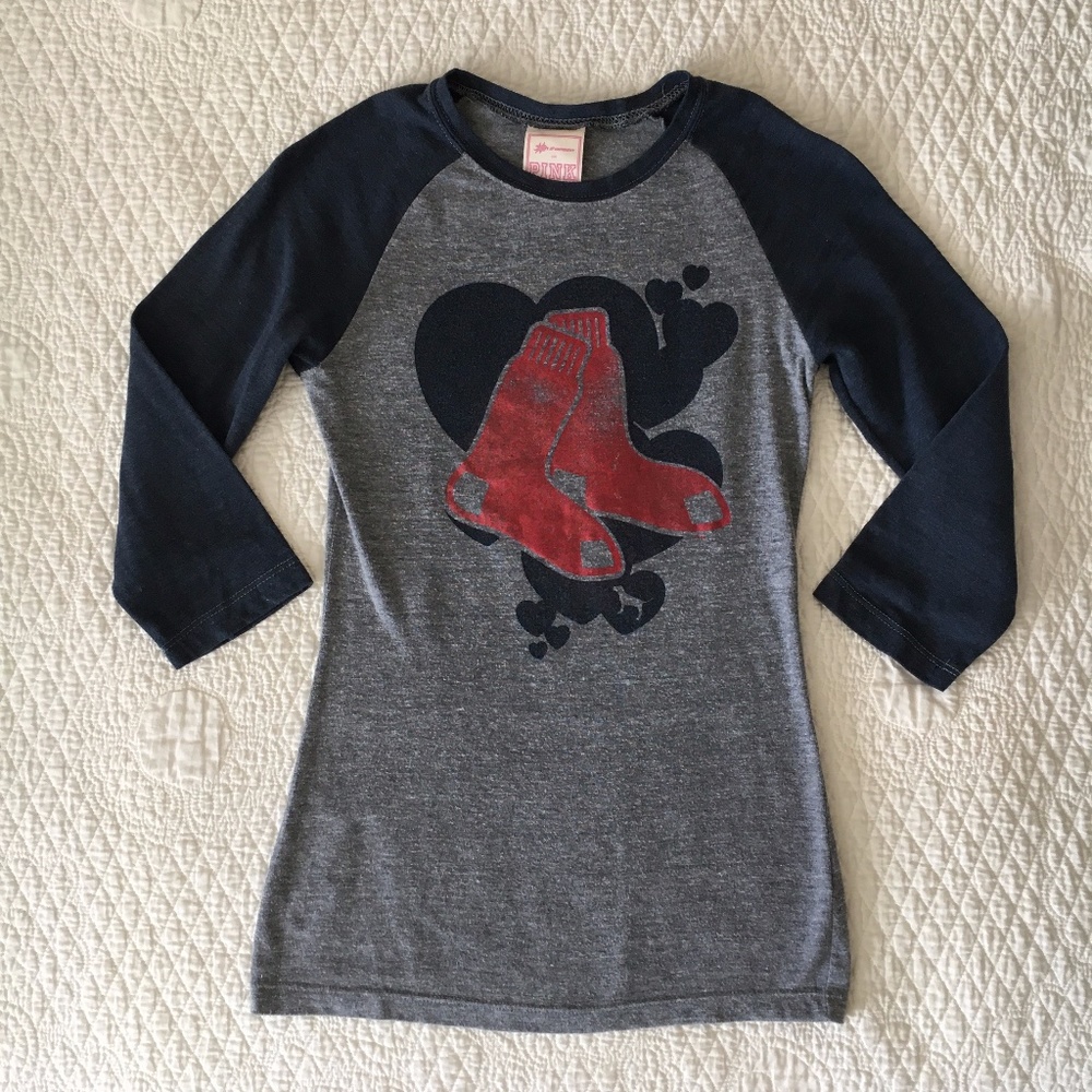PINK Victoria's Secret Boston Red Sox Raglan Baseball Tee Shirt 5th & Ocean Y2K